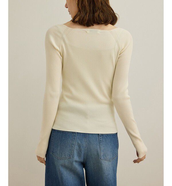 ROPE「【洗える】ワイドリブスクエアネックニット」|ニット・セーター|