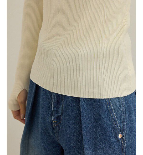 ROPE「【洗える】ワイドリブスクエアネックニット」|ニット・セーター|