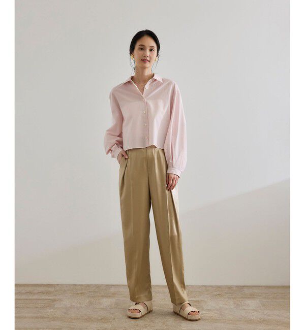 ROPE「【WEB・一部店舗限定】ブライトハンマーサテンテーパードパンツ/洗える」|チノ|