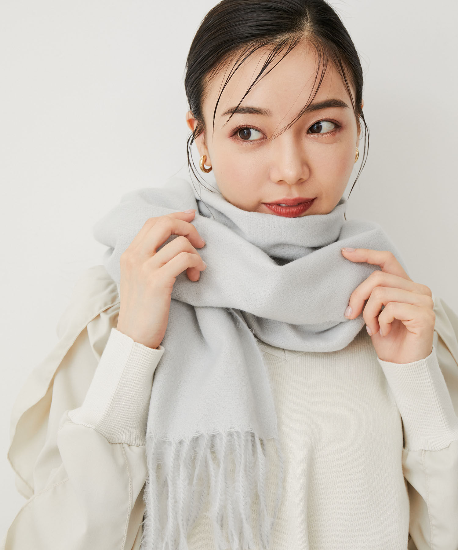 VIS「【リサイクルポリ】なめらかタッチ無地マフラー」|マフラー|