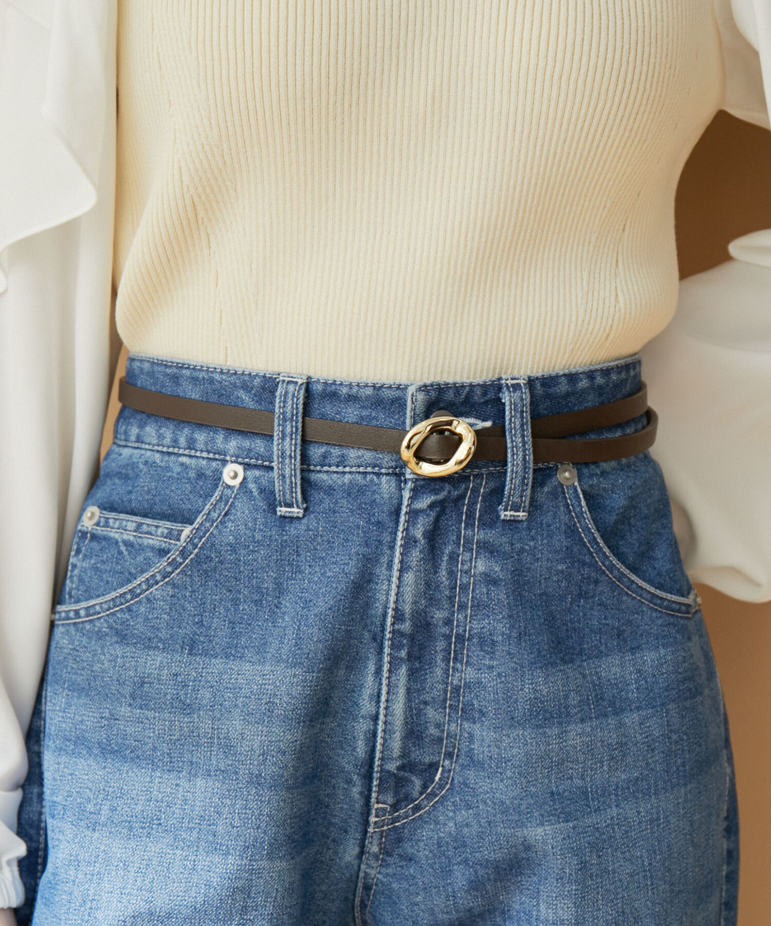 VIS「10mm巾変形メタルバックルピンレスベルト」|ベルト|