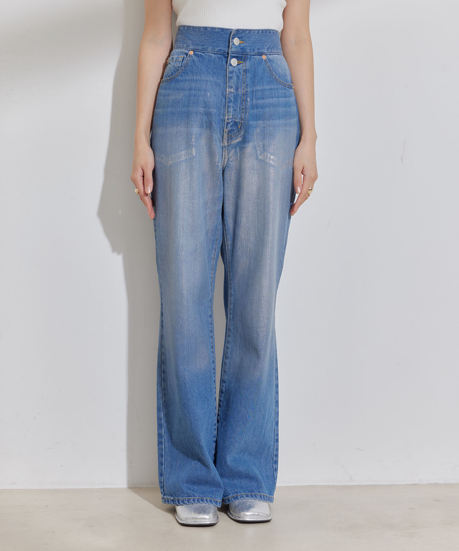 VIS「折り返しフレア箔デニム」|デニム|