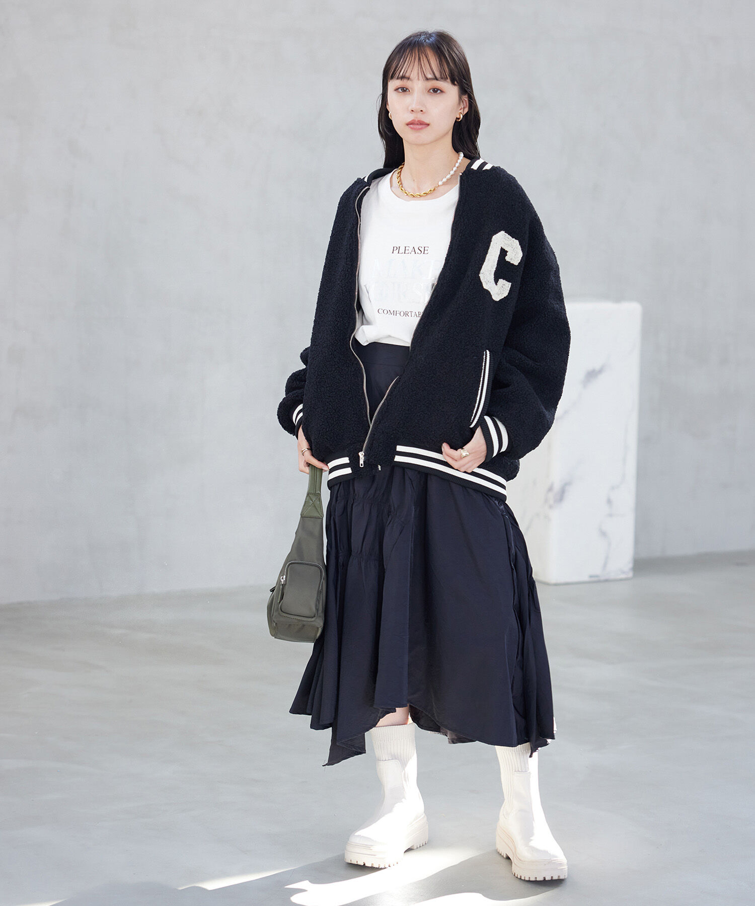 VIS「ボアスタジアムジャンパー【WEB・アウトレット限定】」|ブルゾン・スタジャン|