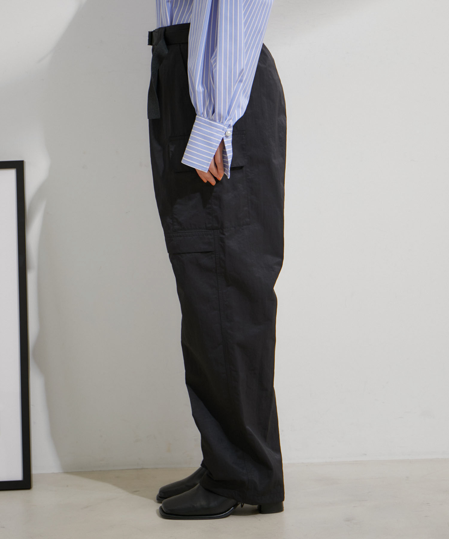 VIS「【洗える】ベルト付ナイロンカーゴパンツ」|カーゴ|