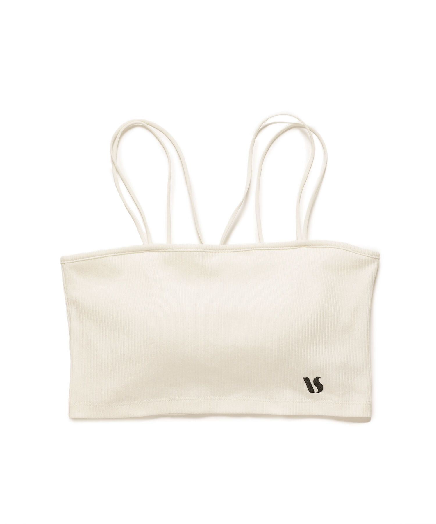 VIS「【選べる着丈】カップ付きロゴ刺繍Wストラップキャミソール【洗える】」|キャミソール|