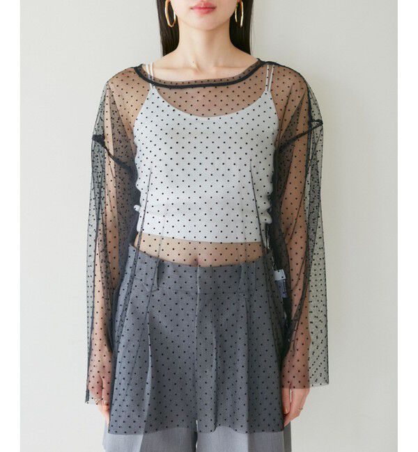 VIS「【SET】チュールレイヤードカットソー＆ビスチェキャミソール」|Tシャツ・カットソー|