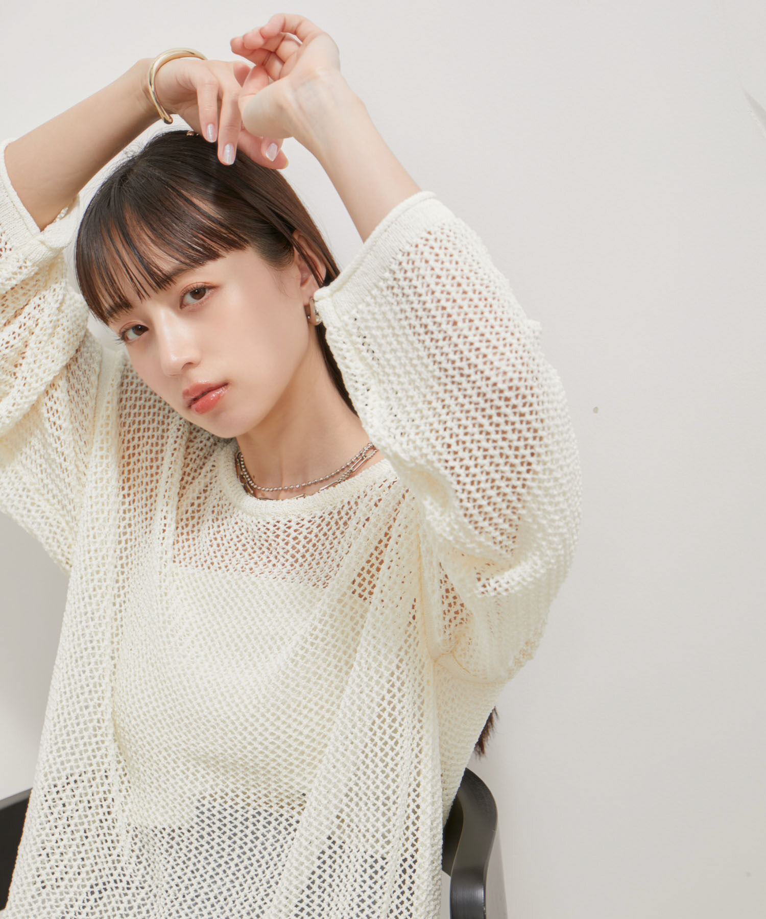 VIS「【洗える】メッシュサマーニット」|ニット・セーター|オフホワイト(15)