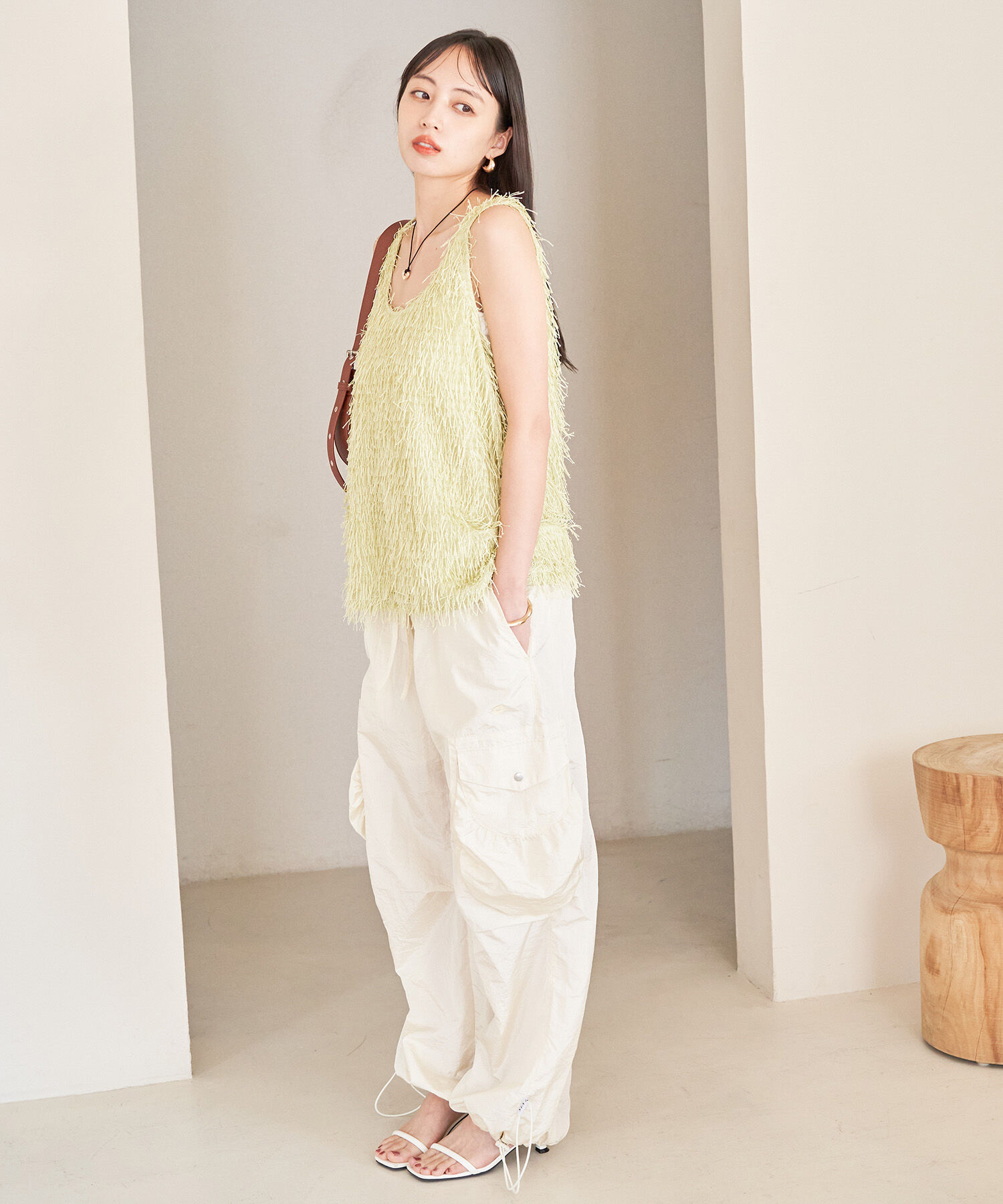 VIS「【前後2WAY】ラメフリンジジャガードノースリーブトップス」|その他|