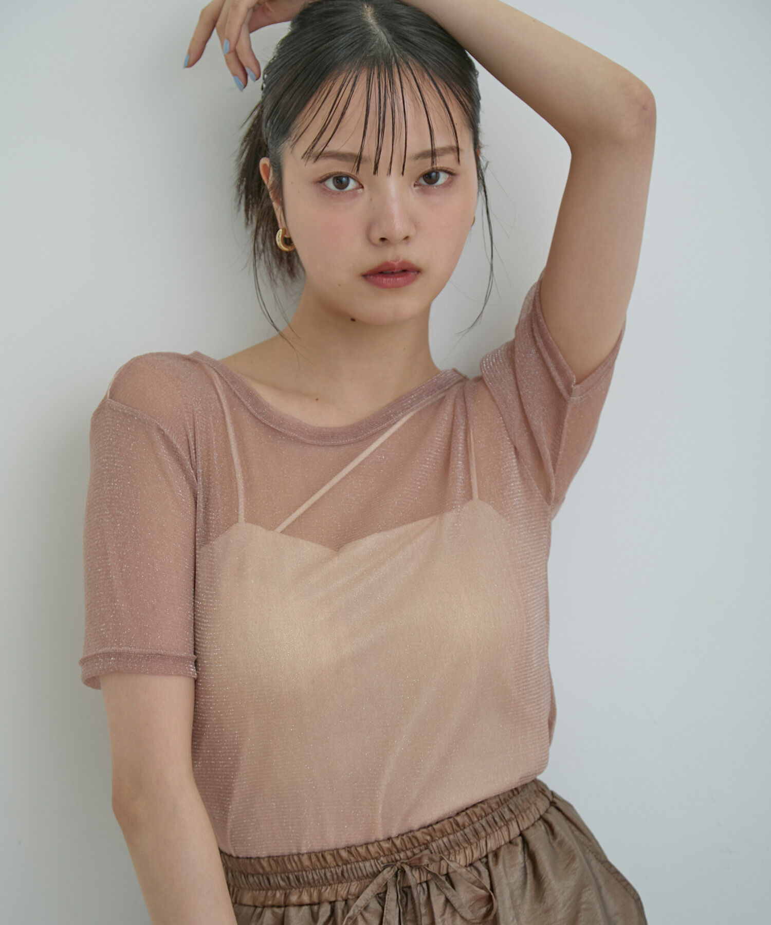 VIS「【洗える】シアーラメレイヤードTシャツ」|Tシャツ・カットソー|