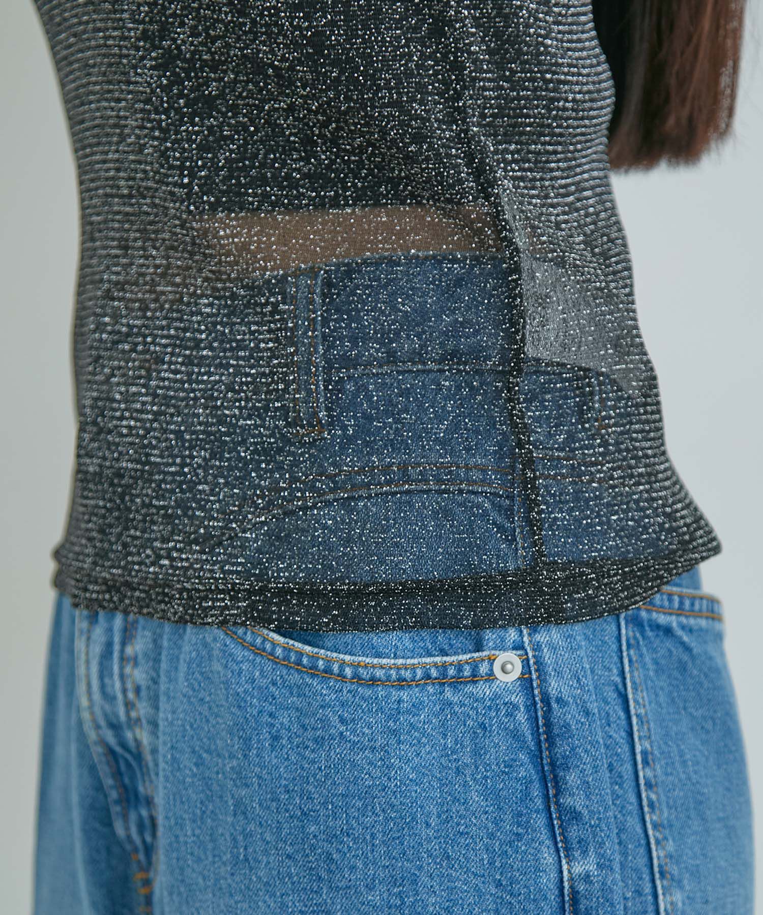 VIS「【洗える】シアーラメレイヤードTシャツ」|Tシャツ・カットソー|