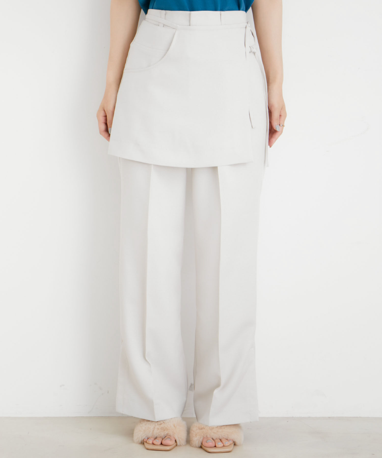 VIS「【吸水速乾/UV】スカートレイヤードスラックスパンツ【SET】」|スラックス|