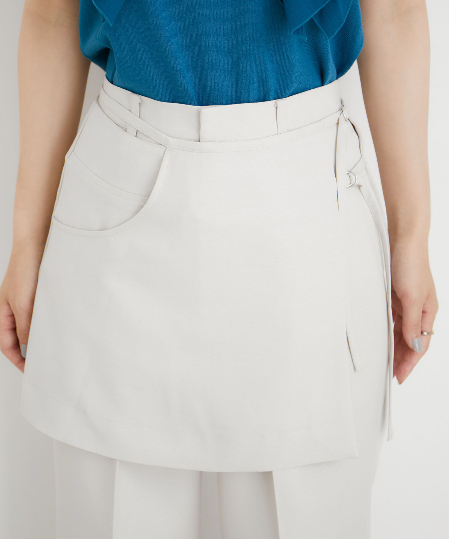 VIS「【吸水速乾/UV】スカートレイヤードスラックスパンツ【SET】」|スラックス|