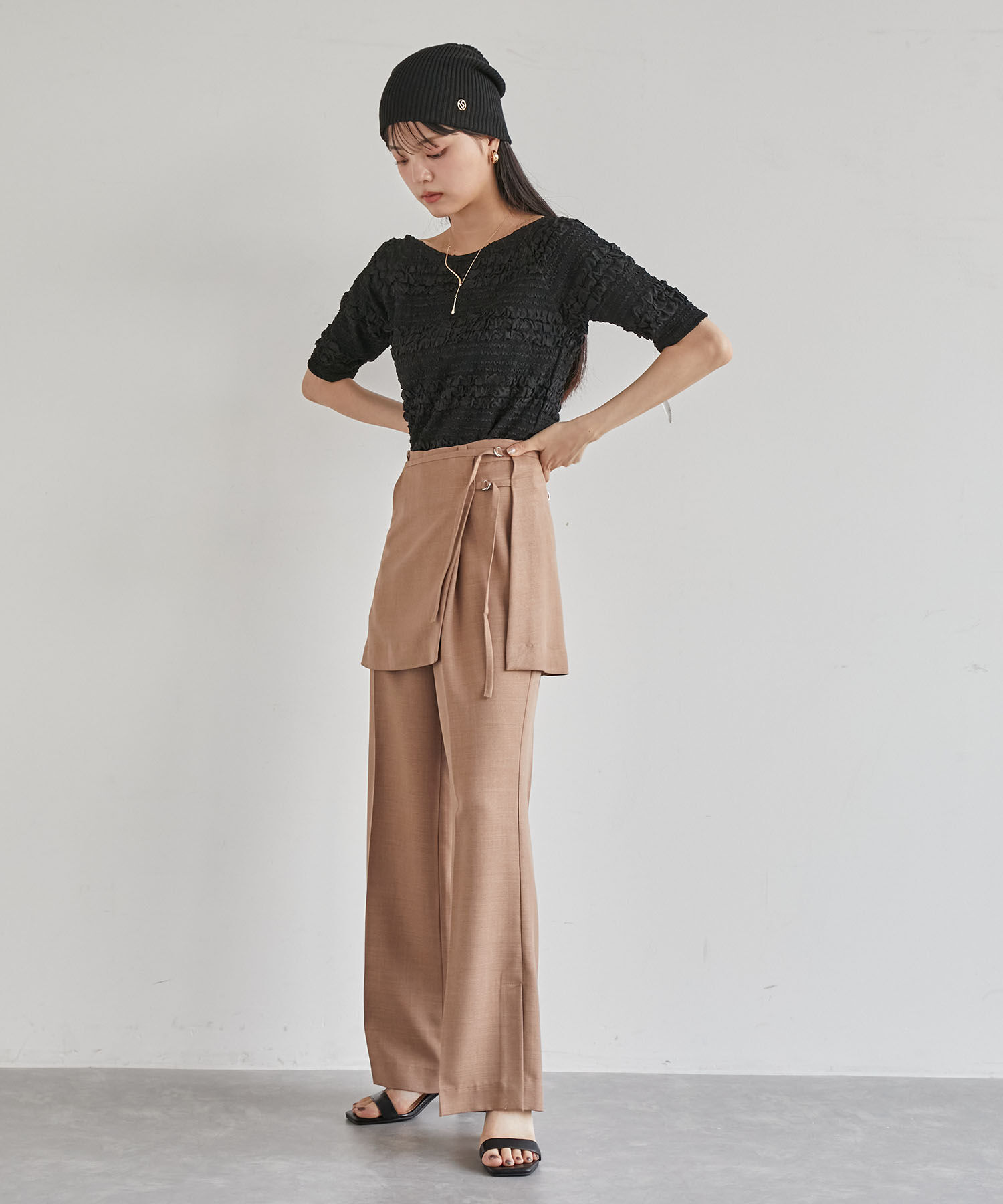 VIS「【吸水速乾/UV】スカートレイヤードスラックスパンツ【SET】」|スラックス|