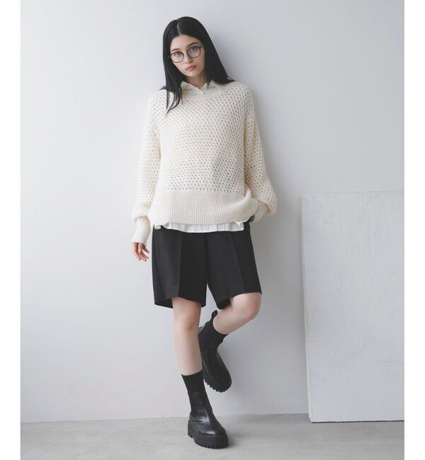 VIS「モヘアライクメッシュスパンコールニットプルオーバー」|ニット・セーター|