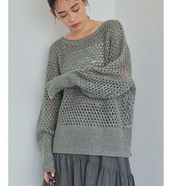 VIS「モヘアライクメッシュスパンコールニットプルオーバー」|ニット・セーター|