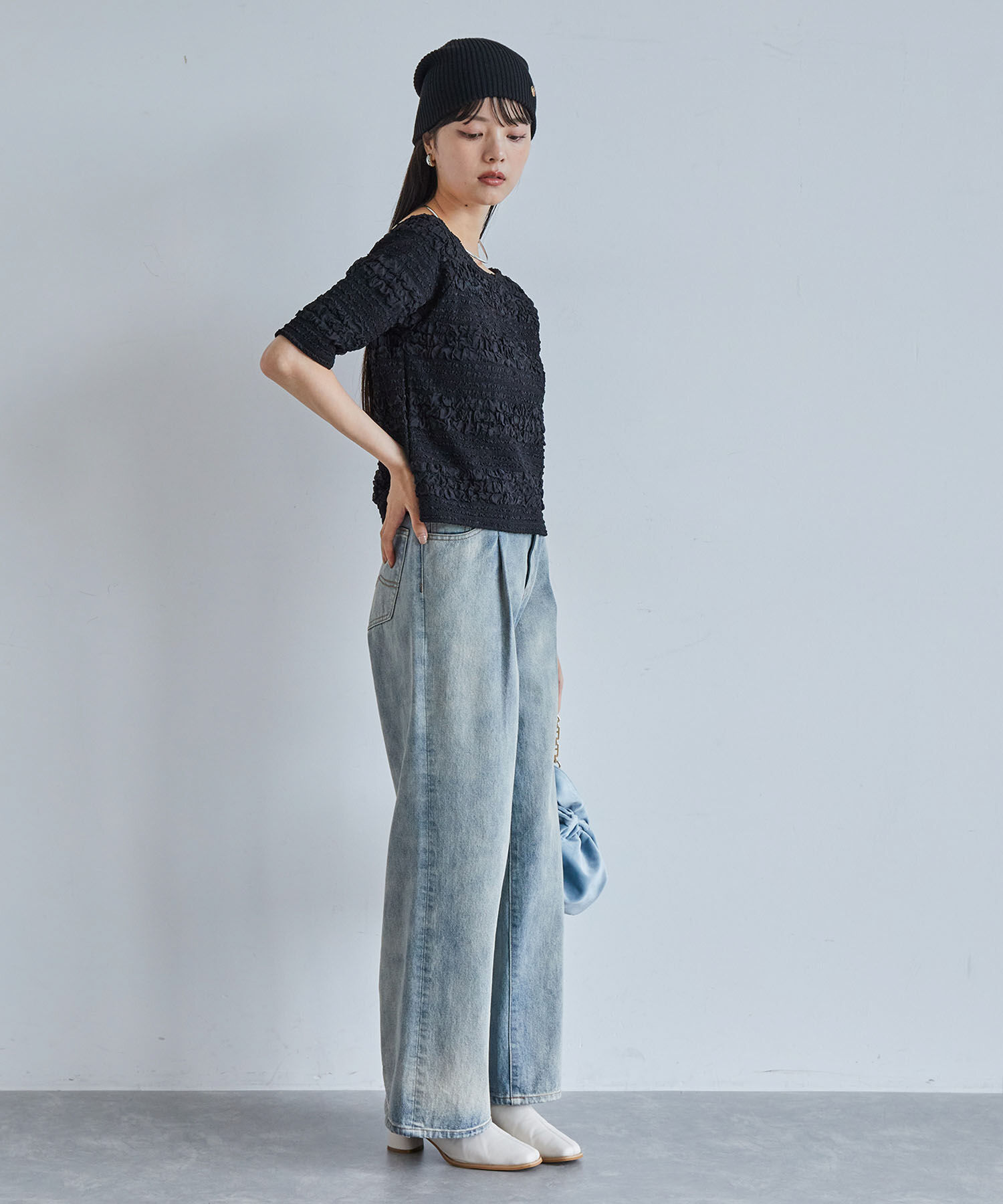 VIS「【洗える】ポコポコジャガードTシャツ」|Tシャツ・カットソー|