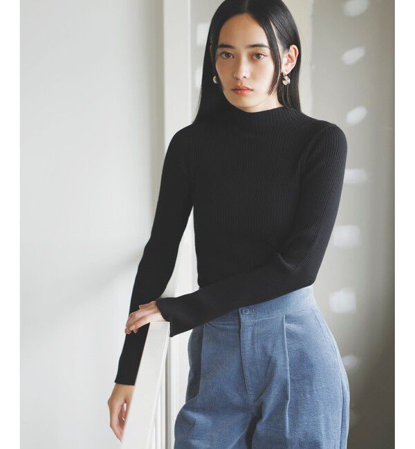 VIS「【新色追加】リブニットプチハイネックプルオーバー【低身長向けサイズ有】」|ニット・セーター|