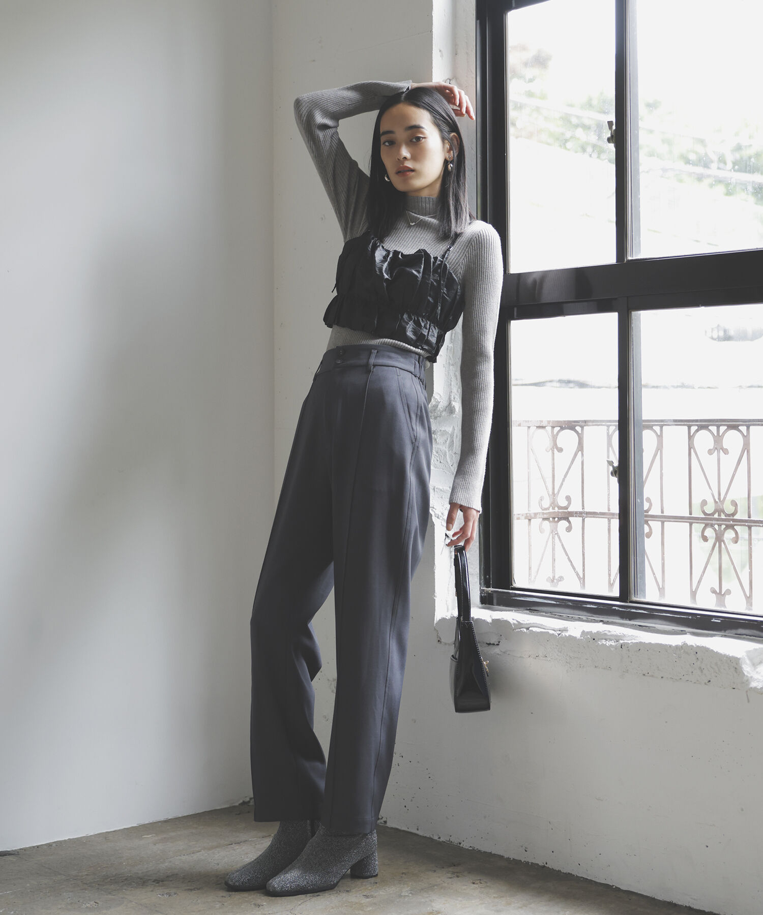 VIS「【新色追加】リブニットプチハイネックプルオーバー【低身長向けサイズ有】」|ニット・セーター|