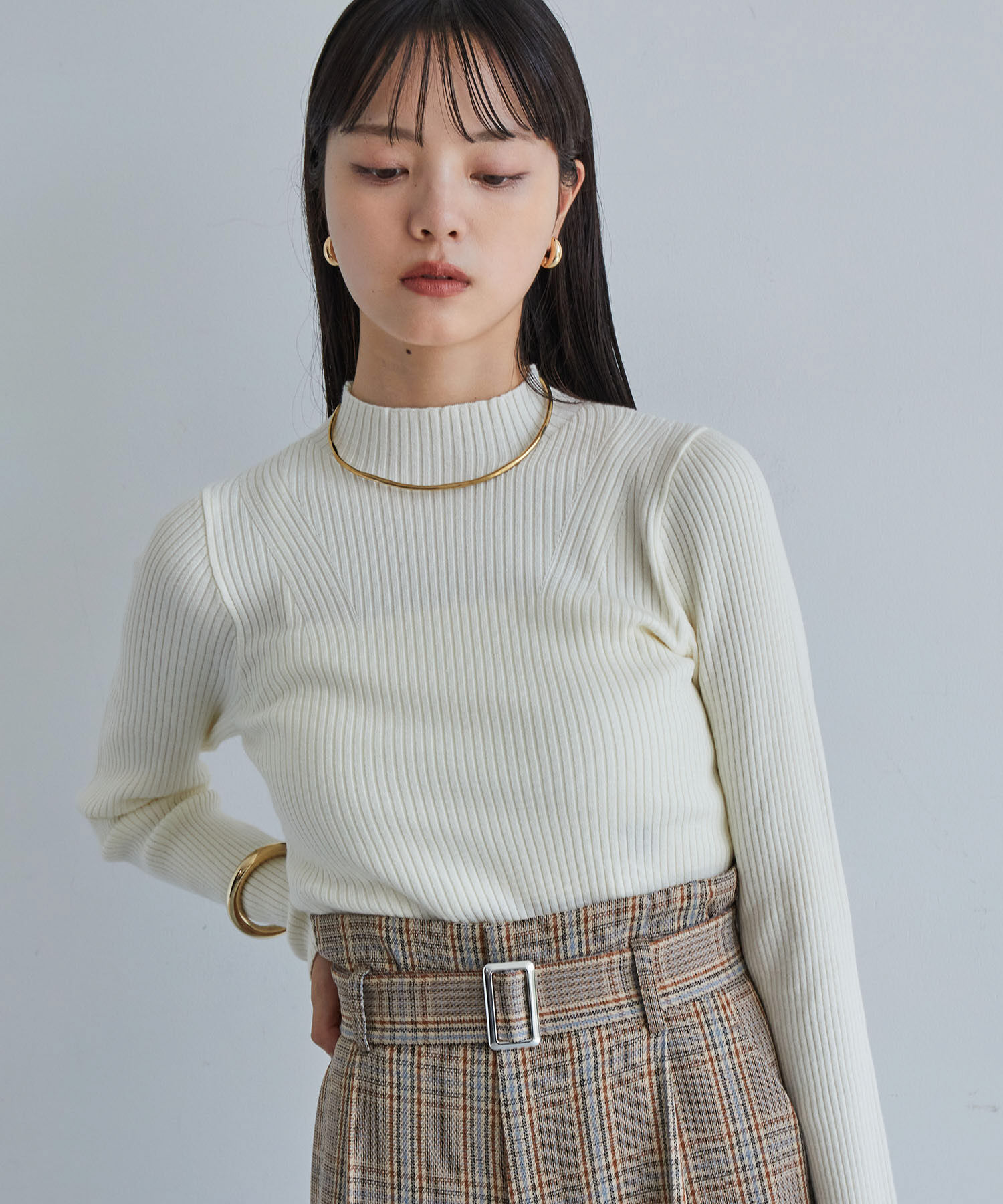 VIS「【新色追加】リブニットプチハイネックプルオーバー【低身長向けサイズ有】」|ニット・セーター|