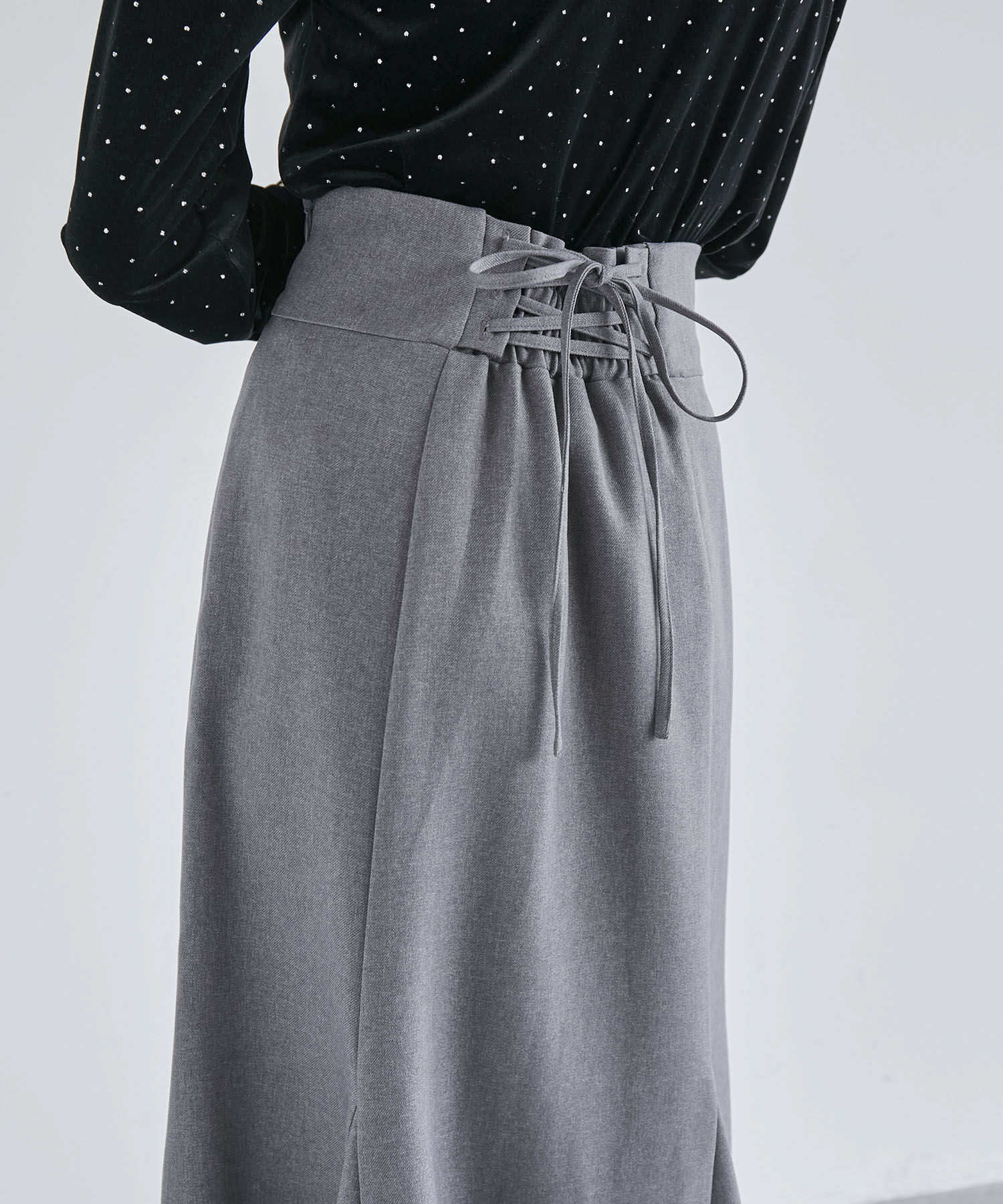 VIS「美easyウーリッシュバックレースアップマーメイドSK」|スカート|