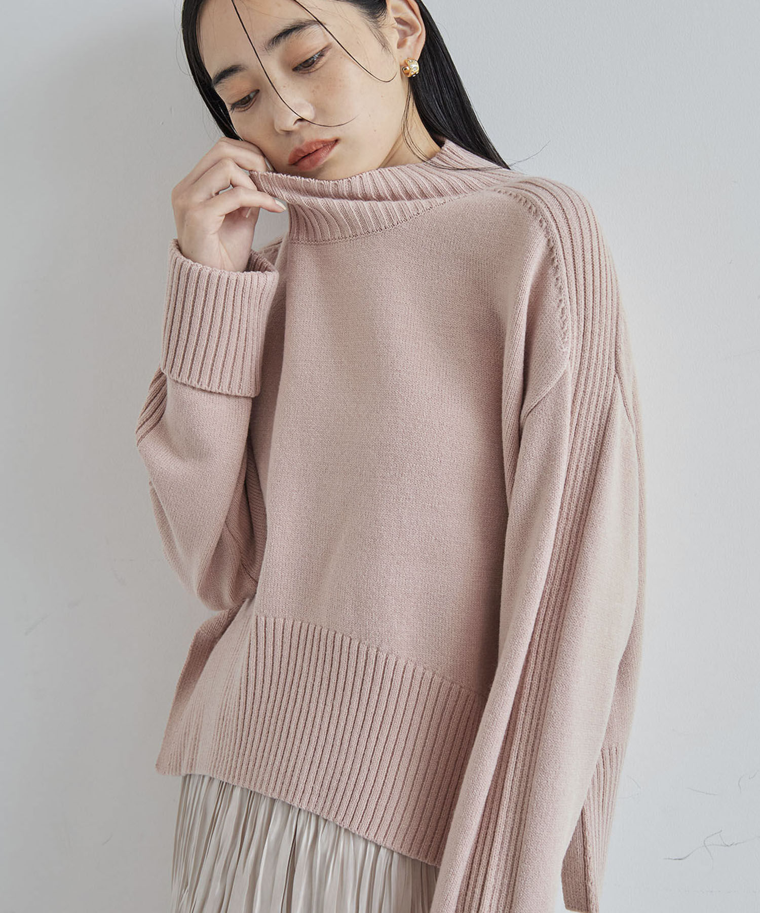 VIS「【アンチピリング/洗える】サイドスリットニットプルオーバー【WEB限定カラー】」|ニット・セーター|