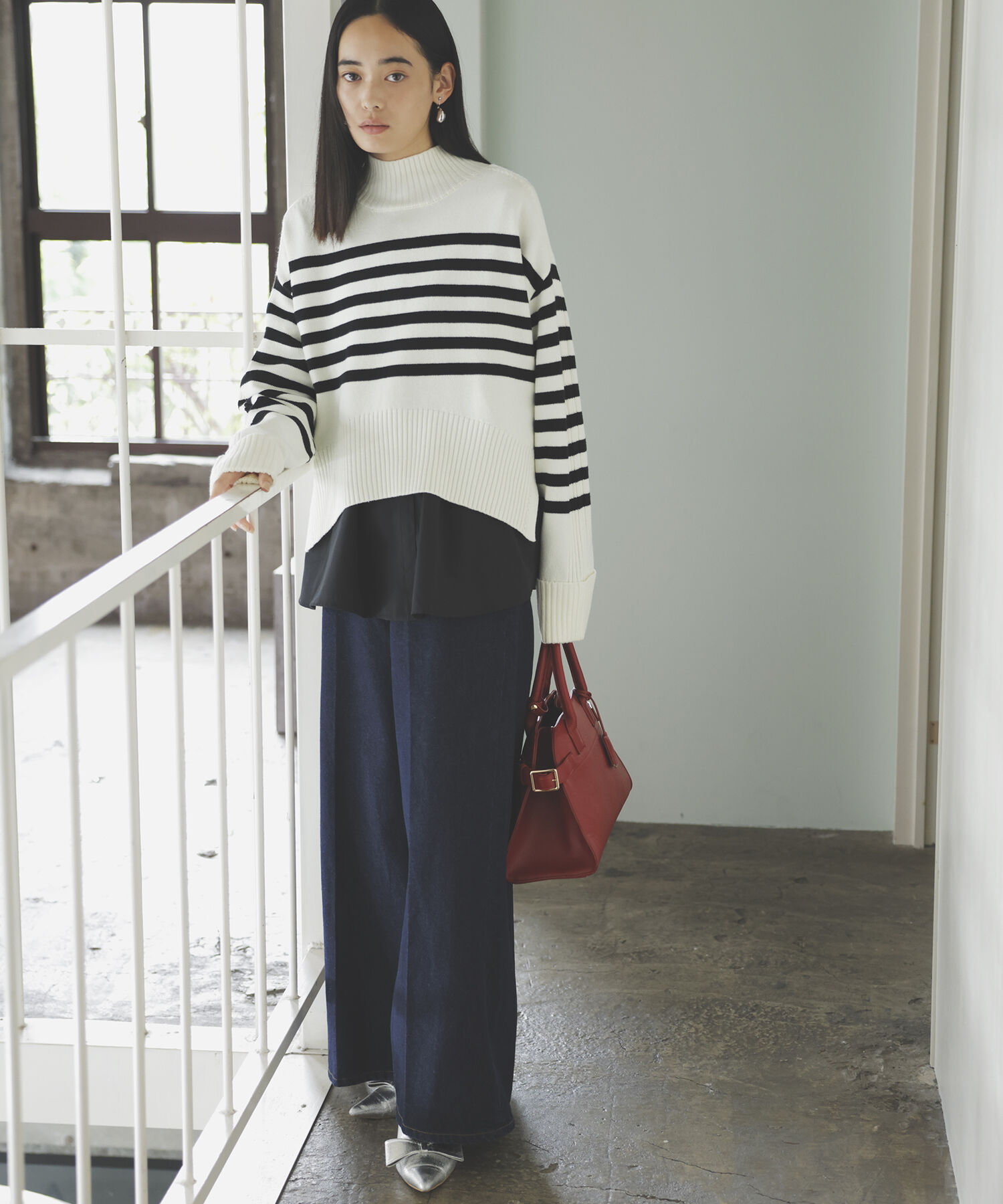 VIS「【アンチピリング/洗える】サイドスリットニットプルオーバー【WEB限定カラー】」|ニット・セーター|