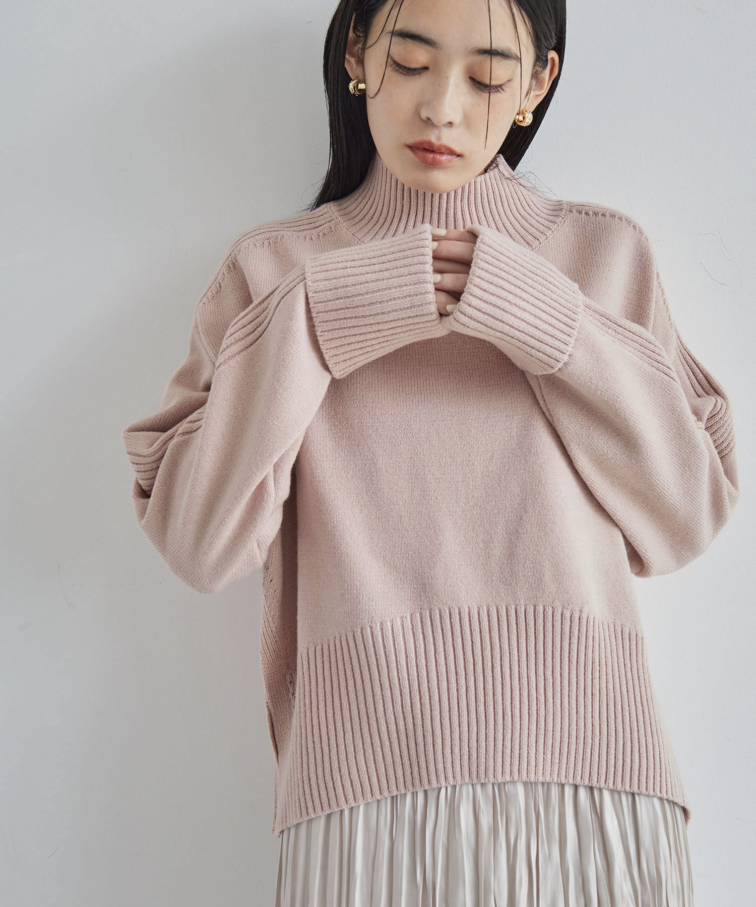 VIS「【アンチピリング/洗える】サイドスリットニットプルオーバー【WEB限定カラー】」|ニット・セーター|