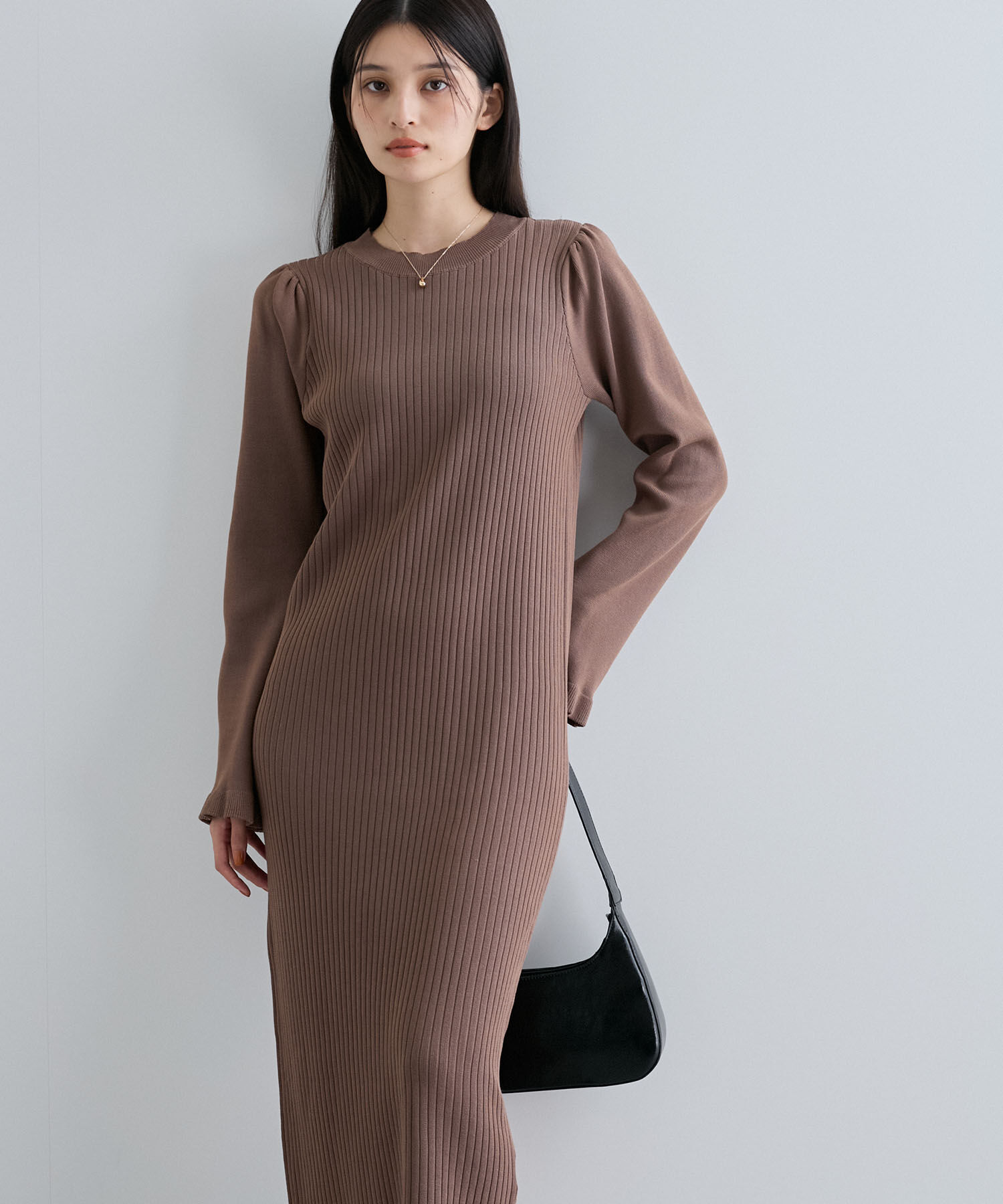 VIS「【SET】ビスチェセット裾ミニフリルリブニットワンピース」|ワンピース|