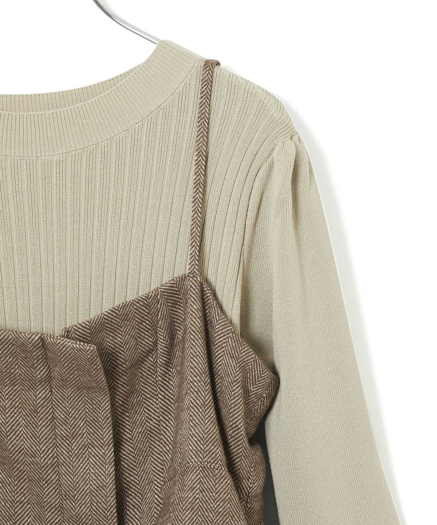 VIS「【SET】ビスチェセット裾ミニフリルリブニットワンピース」|ワンピース|