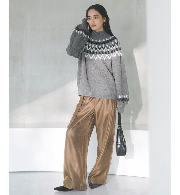 VIS「【洗える】シャイニーワンタックワイドパンツ」|チノ|