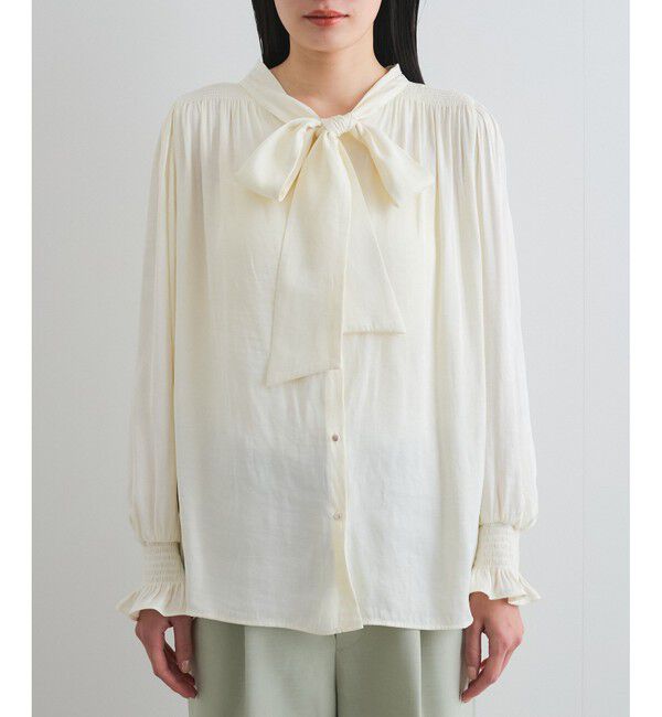 VIS「【前後2WAY】割繊ボウタイブラウス【洗える】」|シャツ・ブラウス|