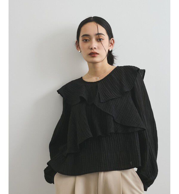 VIS「【洗える】ラッフルカラーブラウス」|シャツ・ブラウス|