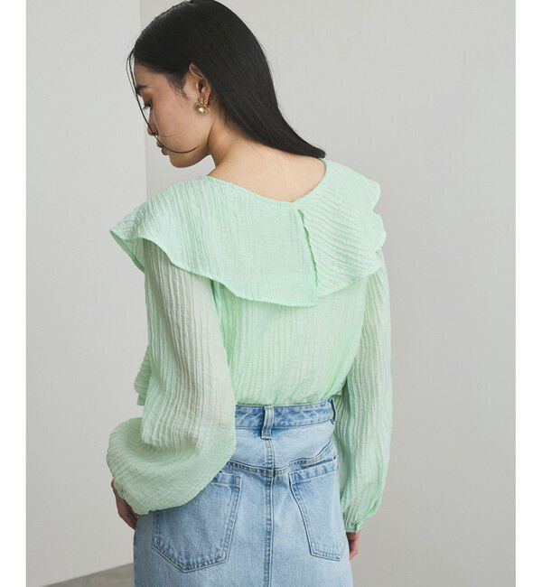 VIS「【洗える】ラッフルカラーブラウス」|シャツ・ブラウス|