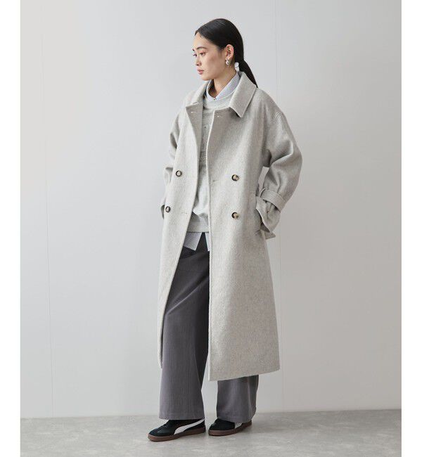VIS「【2WAY】シャギーロングコート」|ステンカラーコート|