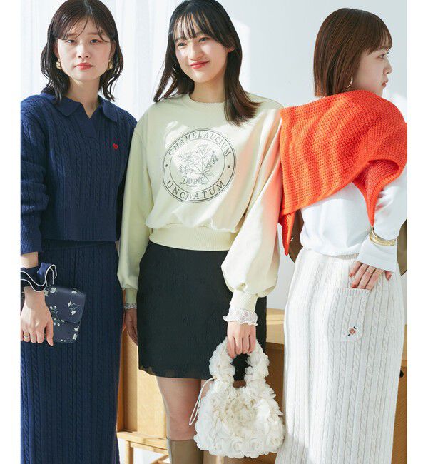 VIS「【DILIGENCE PARLOUR】VIS別注モデルローズ刺繍ポロケーブルニットスカート【セットアップ対応】」|スカート|