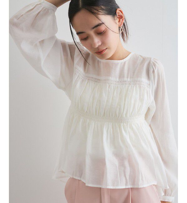 VIS「【洗える】シャーリングブラウス」|シャツ・ブラウス|
