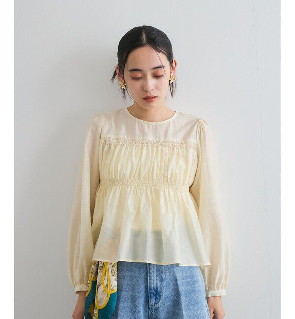 VIS「【洗える】シャーリングブラウス」|シャツ・ブラウス|