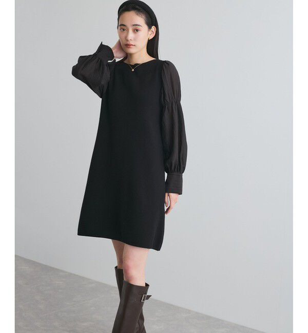 VIS「【洗える】ニットドッキングAラインミニワンピース」|ワンピース|クロメイン