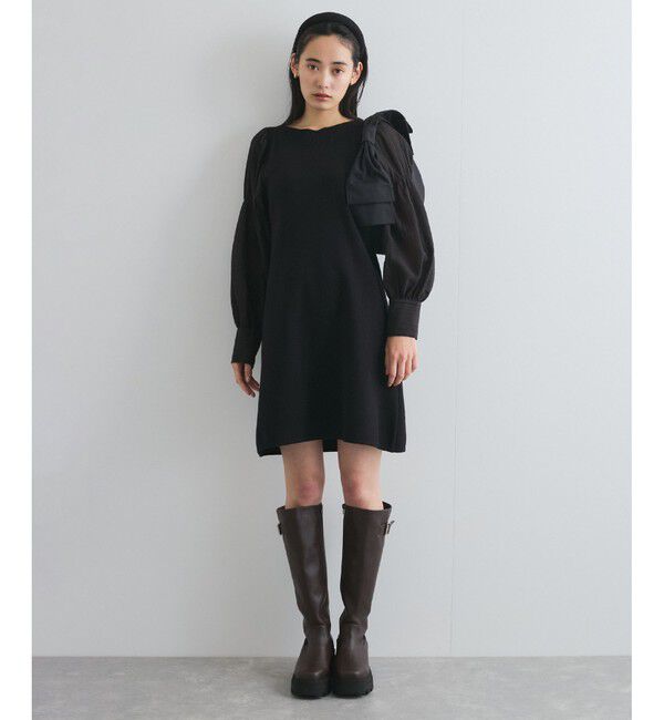 VIS「【洗える】ニットドッキングAラインミニワンピース」|ワンピース|