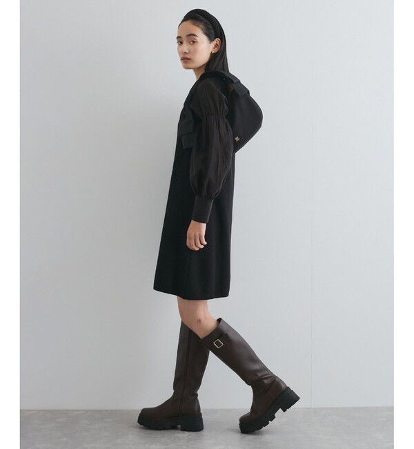 VIS「【洗える】ニットドッキングAラインミニワンピース」|ワンピース|