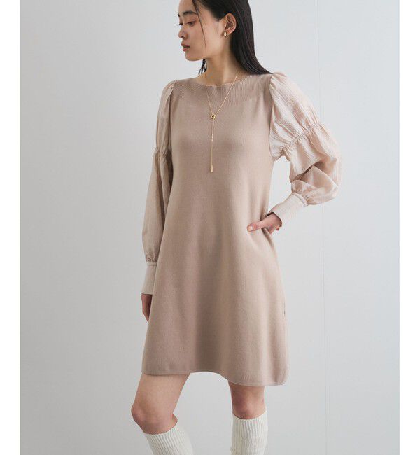 VIS「【洗える】ニットドッキングAラインミニワンピース」|ワンピース|