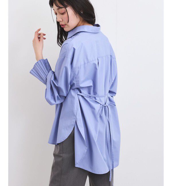 VIS「【洗える】プリーツスリーブフレアーシャツ」|シャツ・ブラウス|サックス