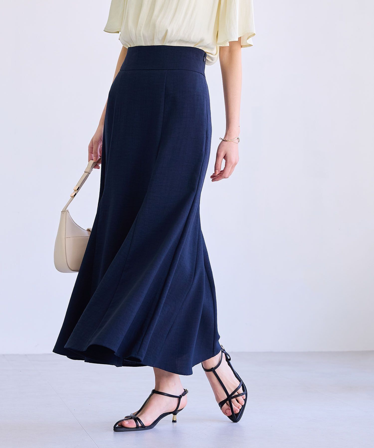 VIS「【美easy】リネンライクマーメイドスカート【洗える】【セットアップ対応】」|スカート|ネイビー(40)