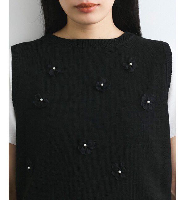 VIS「フラワーモチーフニットベスト」|ベスト・ジレ|