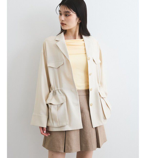 VIS「【防シワ】リネンライクミリタリーシャツジャケット」|ミリタリージャケット|