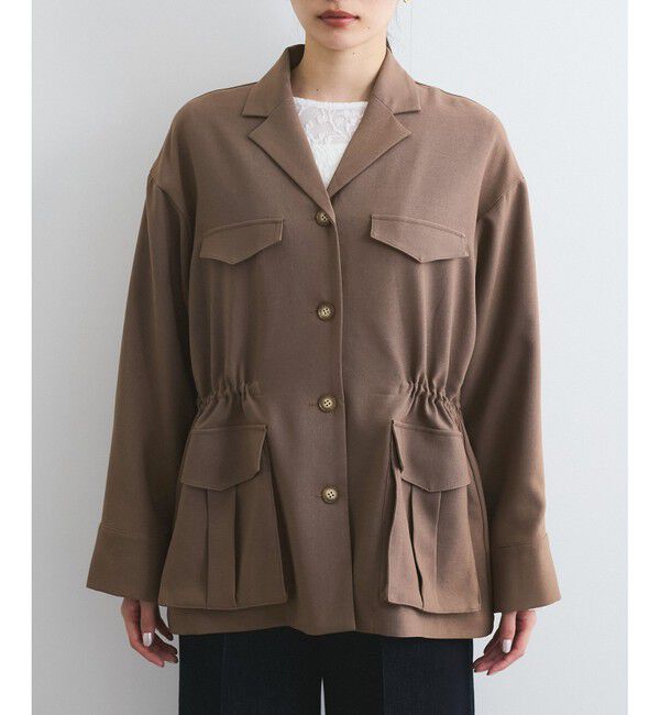 VIS「【防シワ】リネンライクミリタリーシャツジャケット」|ミリタリージャケット|