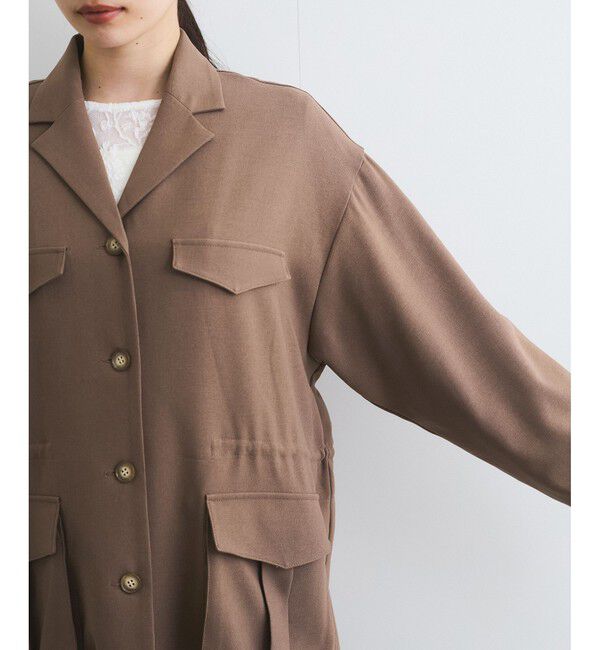 VIS「【防シワ】リネンライクミリタリーシャツジャケット」|ミリタリージャケット|