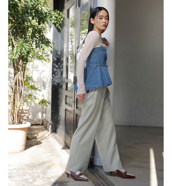 VIS「【洗える】デニムフレアベアトップ」|キャミソール|