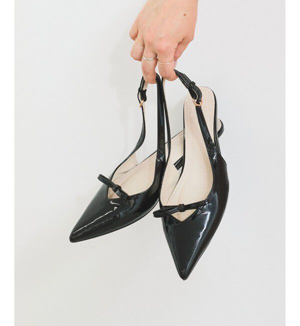 VIS「スリングバックリボンミュール」|パンプス|ブラック(01)