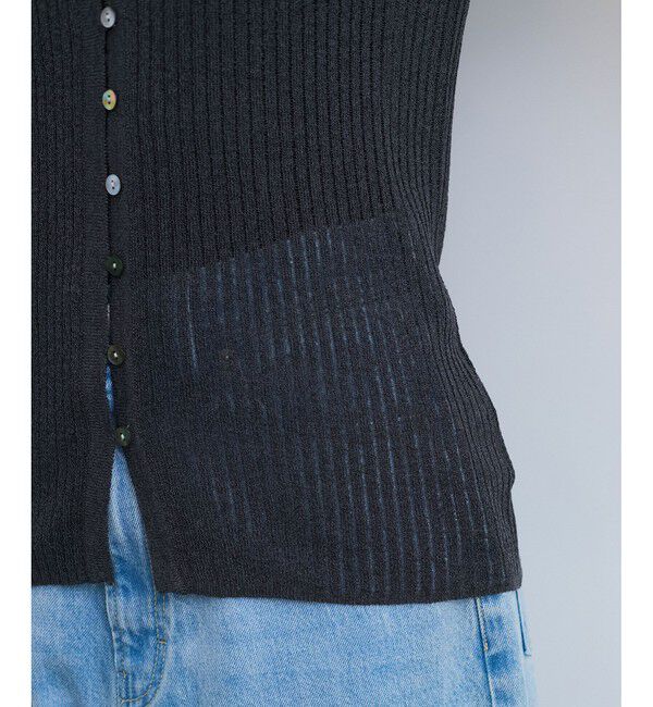 VIS「シアーポロ襟リブカーディガン」|カーディガン|